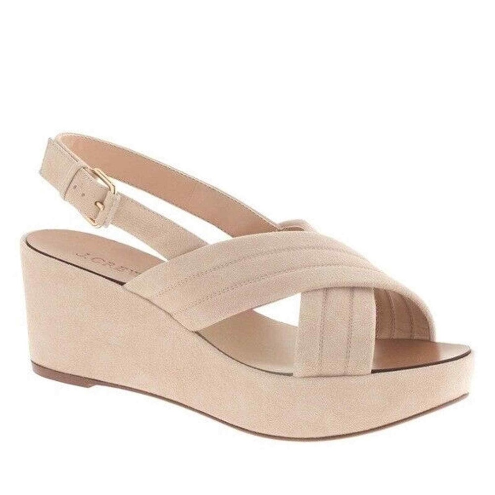 New J.Crew Marcie Suede Wedges in tan